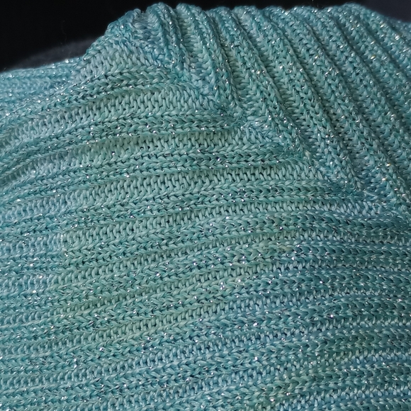 Vintage Bisou Bisou Teal Shimmer Shrug Layering Top Open Front S 90s Y2K - Picture 7 of 12